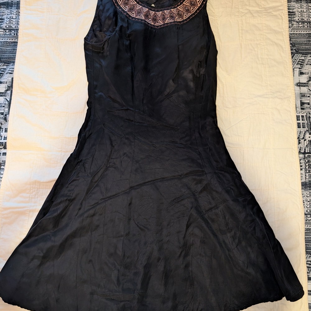 Carole Little Black Maxi Dress with Copper Accents